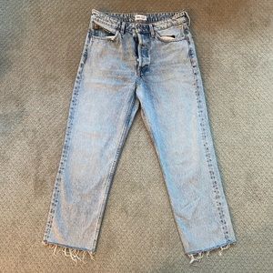 ZARA straight leg high waisted blue jeans